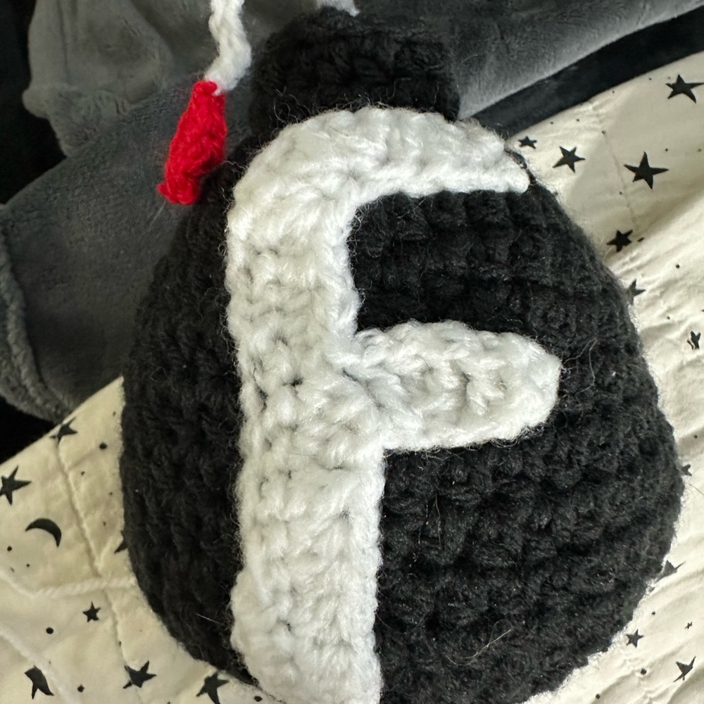 Handmade Black and White Crochet Bomb Plush